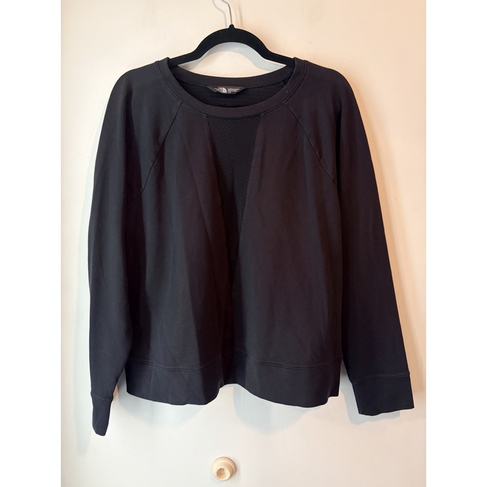 The North Face Womens Large Black Athletic Sweatshirt Mesh Panel Crewneck
